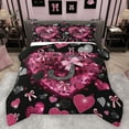 thumbnail image 1 of Homewish Initial J Letter Bedding Comforter Set, Kawaii Princess Bowknot Twin Comforter Sets, Romantic Love Heart Reversible Bedding Set, Lightweight Room Decor, 2 Pieces, 1 of 9