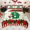 thumbnail image 1 of Homewish Initial Letter B Bedding Comforter Set,Kawaii Christmas Snowman Twin Comforter Sets,Xmas Berry Cute Bowknot Bedding Set For Girl,Breathable Bedroom Decoration Reversible,2pcs, 1 of 9