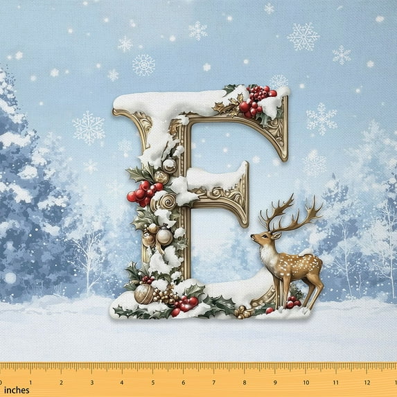 Homewish Initial Letter E Fabric by the Yard 2 Yards for Kids, Kawaii Dreamy Deer Elk Sewing Fabric, Christmas Fairy Tale Fabric for Sewing, Luxury Bedroom Decor