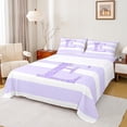 thumbnail image 1 of Homewish Initial Letter E Twin Sheet Sets, Cartoon Monogrammed Twin Fitted Sheet, Princess Ribbon Flat Sheet, Luxury Bedroom Decor, 3-Piece, 1 of 7