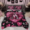 thumbnail image 1 of Homewish Initial A Letter Queen Comforter Set, Kawaii Princess Bowknot Bedding Sets, Romantic Love Heart Reversible Bedding Comforter Set, Breathable Home Decor, 3 Pieces, 1 of 8