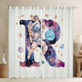 thumbnail image 1 of Homewish Initial Letter R Black Out Curtains,Watercolor Galaxy Planet Curtains Pack of 2 (42x63 Each),Cute Astronaut Stars Bedroom Curtains For Boys,Breathable Bedroom Decoration, 1 of 6