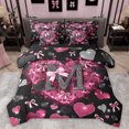 thumbnail image 1 of Homewish Initial M Letter Bedding Comforter Set, Kawaii Princess Bowknot King Bedding Sets, Romantic Love Heart Reversible Bed Sheets, Breathable Home Decor, 1 of 7