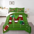 thumbnail image 1 of Homewish Initial M Letter Bedding Comforter Set for Teen, Rugby Helmet Sports Twin Comforter Sets, Cartoon Football Print Reversible Bedding Set, Super Cozy Room Decor, 2 Pieces, 1 of 8