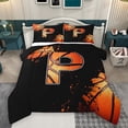thumbnail image 1 of Homewish Initial P Letter Full Size Comforter Sets for Kids, Cartoon Basketball Sport Bedding Comforter Set, Black Orange Reversible Bedding Sets, Lightweight Room Decor, 3-Piece, 1 of 8