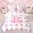 thumbnail image 1 of Homewish Initial R Letter Twin Bedding Sets 7-Piece for Kid, Pink Watercolor Bow-tie Bedding Comforter Set, Fairy Tale Princess Reversible Sheet Sets, Lightweight Room Decor, 1 of 7