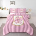 thumbnail image 1 of Homewish Initial S Letter Bedding Comforter Set, Girly Pink Stripes Abstract Twin Comforter Sets, Princess Cartoon Bowknot Reversible Bedding Set, Microfiber Bedroom Decor, 2 Pieces, 1 of 8