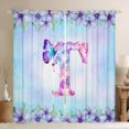 thumbnail image 1 of Homewish Initial T Letter Curtains Pack of 2 (42x84 Each) for Teens, Magic Butterfly Animal Curtains Blackout, Cartoon Dreamy Floral Bedroom Curtains, Window Curtains Bedroom Decor, 1 of 6