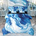 thumbnail image 1 of Homewish Ink Fluid Artistic 7pcs Bedding Comforter Set,Watercolor Marble Queen Bedding Sets,Deepblue White Queen Sheet Sets For Adult,Microfiber Bedroom Decor Reversible, 1 of 8
