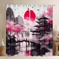 thumbnail image 1 of Homewish Japan Ink Painting Curtains Pack of 2 (42x84 Each),Japanese Natural Scenery Curtains Blackout,Pink Flower Waterfall Bedroom Curtains For Adults,Ultra Soft Home Decor, 1 of 6