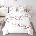 thumbnail image 1 of Homewish Japanese Cherry Blossoms Bedding Comforter Set 7 Pieces, Pink Flower Floral Full Bedding Set, Teens Kids Girls Women Reversible Fitted Sheet Flat Sheet, Lightweight Room Decor, 1 of 7