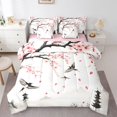thumbnail image 1 of Homewish Japanese Ink Landscape 7-Piece Twin Bedding,Cherry Blossom Floral Bedding Comforter Set,Pink Reversible, 1 of 8