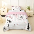 thumbnail image 1 of Homewish Japanese Ink Landscape Twin Comforter Sets,Cherry Blossom Floral Bedding Set,Pink Reversible,2 Pieces,1 Comforter and 1 Pillowcase, 1 of 7