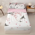 thumbnail image 1 of Homewish Japanese Ink Landscape Zipper Twin Comforter Sets with Fitted Sheet and 2 Pillowcases,Cherry Blossom Floral Zipper Bedding Set,Pink Reversible,4pcs, 1 of 8