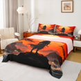 thumbnail image 1 of Homewish Japanese Samurai Landscape Bed Sheets,Sunset Ink Painting Full Size Sheets,Orange Red,4 Pieces,1 Flat Sheet, 1 Fitted Sheet and 2 Pillowcases, 1 of 6