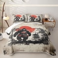 thumbnail image 1 of Homewish Japanese Samurai Landscape Quilt King,Pine Trees Red Sun King Coverlet Set,3-Piece, 1 of 7