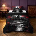 thumbnail image 1 of Homewish Japanese Samurai Twin Comforter Sets for Boys, Retro Ukiyoe Bedding Set, Black Gray Red, Black Reversible 2pcs, 1 Comforter and 1 Pillowcase, 1 of 6