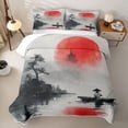 thumbnail image 1 of Homewish Japanese Style Twin Quilt Set, Ink Painting Nature Twin Coverlet Set, 2pcs 1 Bedspread and 1 Pillowcase, 1 of 7