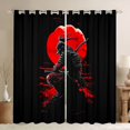 thumbnail image 1 of Homewish Japanese Tradition Aesthetic Blackout Curtains Set of 2 (52x84 Each),Ukiyo Style Window Curtains,Red Black Curtains and Drapes For Boys,Microfiber Bedroom Decor, 1 of 6