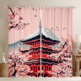 thumbnail image 1 of Homewish Japanese Ukiyo-E Black Out Curtains,Pink Sakura Curtains Pack of 2 (42x63 Each),Classic Japan Architecture Bedroom Curtains For Girls Teens,Breathable Home Decor, 1 of 6