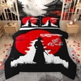 thumbnail image 1 of Homewish Japanese Ukiyo-E Queen Comforter Set,Red Moon Architecture Silhouette Bedding Sets,Japan Theme Bedding Comforter Set For Boys Kids,Luxury Bedroom Decor Reversible,3 Pieces, 1 of 8