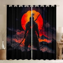 Homewish Japanese Ukiyoe Black Out Curtains,Japan Tradition Aesthetic Curtains Pack of 2 (42x63 Each),Orange Sunset Bedroom Curtains For Teens,Ultra Soft Home Decor