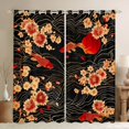 thumbnail image 1 of Homewish Japanese Ukiyoe Fish Black Out Curtains,Retro Rustic Flower Curtains Pack of 2 (42x63 Each),Sea Waves Pattern Bedroom Curtains For Adult,Ultra Soft Home Decor, 1 of 6