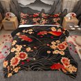 thumbnail image 1 of Homewish Japanese Ukiyoe Fish Full Size Comforter Sets,Retro Rustic Flower Bedding Comforter Set,Sea Waves Pattern Bedding Sets For Adult,Ultra Soft Home Decor Reversible,3-Piece, 1 of 8