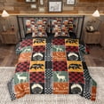 thumbnail image 1 of Homewish Jungle Adventure Kids Twin Bedding Sets 7-Piece, Red Orange Patchwork Bedding Comforter Set, Rustic Bear Deer Reversible Sheet Sets, Ultra Soft Bedroom Decor, 1 of 7