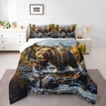 thumbnail image 1 of Homewish Jungle Animal Bear Bedding Comforter Set,Natural Mountain Stream Twin Comforter Sets,Brown Stones Bedding Set For Boys Kids,Luxury Bedroom Decor Reversible,2 Pieces, 1 of 9