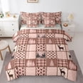 thumbnail image 1 of Homewish Jungle Animal Deer Bedding Comforter Set 7pcs for Kids Boys Girls,Geometric Plaid Grid Queen Bedding Sets Super Cozy,Brown Pink Queen Sheet Sets,Luxury Bedroom Decor,Reversible, 1 of 8