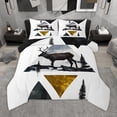 thumbnail image 1 of Homewish Jungle Animal Deer Full Size Comforter Sets,Gold Triangle Bedding Comforter Set,Country Farmhouse Lodge Bedding Sets For Boys Kids,Luxury Bedroom Decor Reversible,3-Piece, 1 of 9