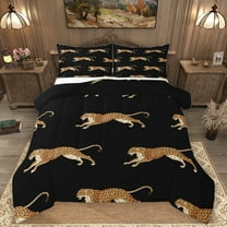 Homewish Jungle Animal Leopard Bedding Comforter Set,Safari Cheetah Twin Comforter Sets,Brown Black Bedding Set For Boy,Super Cozy Room Decor Reversible,2 Pieces