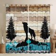 thumbnail image 1 of Homewish Jungle Animal Wolf Curtains Pack of 2 (42x84 Each),Old Barn Door Curtains Blackout,Cyan Brown Black Bedroom Curtains For Boys Teens,Luxury Bedroom Decor, 1 of 6