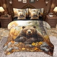thumbnail image 1 of Homewish Jungle Brown Bear Bedding Comforter Set 7pcs for Men, Rustic Rustic Wildlife King Bedding Sets, Maple Leaf Botanical Reversible Bed Sheets, Super Cozy Room Decor, 1 of 7