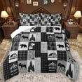 thumbnail image 1 of Homewish Jungle Deer Bear Bedding Comforter Set,Rustic Outdoor Adventure Twin Comforter Sets,Gray Checkered Bedding Set For Kids,Ultra Soft Home Decor,2-Piece, 1 of 8