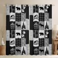 thumbnail image 1 of Homewish Jungle Deer Bear Curtains Pack of 2 (42x84 Each),Rustic Outdoor Adventure Curtains Blackout,Gray Checkered Bedroom Curtains For Kids,Ultra Soft Home Decor, 1 of 6