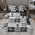 thumbnail image 1 of Homewish Jungle Deer Moose Bedding Comforter Set 7pcs for Men, Grey Camo Buffalo King Bedding Sets, Rustic Hunting Theme Reversible Bed Sheets, Super Cozy Room Decor, 1 of 7