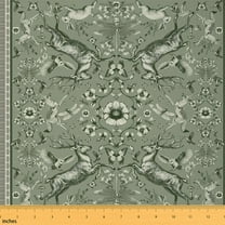 Homewish Jungle Deer Rabbit Fox Fabric by the Yard 1 Yard for Adult, Rustic Farmhouse Room Decor Fabric by the Yard, Wildlife Animal Sewing Fabric, Microfiber Bedroom Decor