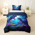 thumbnail image 1 of Homewish Jungle Dino Twin Duvet Cover,Neon Plants Twin Bedding,Blue,Navy Blue Reversible,2 Pieces,1 Duvet Cover and 1 Pillowcase, 1 of 6
