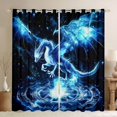 thumbnail image 1 of Homewish Jungle Dragon Black Out Curtains,Western Fantasy Animal Curtains Pack of 2 (42x63 Each),Blue Black Bedroom Curtains For Teens,Microfiber Bedroom Decor, 1 of 6