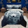 thumbnail image 1 of Homewish Jungle White Wolf Queen Comforter Set for Kids, Rustic Pine Tree Botanical Bedding Sets, Woodland Animal Reversible Bedding Comforter Set, Super Cozy Room Decor, 3 Pieces, 1 of 8