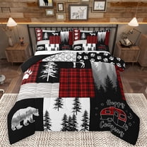 Homewish Jungle Wildlife Bear Bedding Comforter Set,Happy Camping Twin Comforter Sets,Cute Bear Paws Bedding Set For Boys Kids,Super Cozy Room Decor Reversible,2-Piece