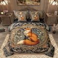 thumbnail image 1 of Homewish Jungle Wildlife Fox 7 Pieces Bedding Comforter Set,Vintage Country Floral Full Bedding Set,Orange Brown Black Fitted Sheet Flat Sheet For Girl Teens,Breathable Home Decor Reversible, 1 of 8
