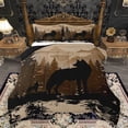 thumbnail image 1 of Homewish Jungle Wildlife Wolf Queen Comforter Set for Men, Vintage Lodge Cabin Bedding Sets, Brown Rustic Farmhouse Reversible Bedding Comforter Set, Luxury Bedroom Decor, 3-Piece, 1 of 8