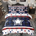 thumbnail image 1 of Homewish Kawaii American Stars Bedding Comforter Set 7 Pieces, Navy Red Stripes Ombre Full Bedding Set, Cartoon US Flag Reversible Fitted Sheet Flat Sheet, Luxury Bedroom Decor, 1 of 7