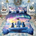thumbnail image 1 of Homewish Kawaii Antarctic Penguin 7 Pieces Bedding Comforter Set,Cartoon Animal Full Bedding Set,Natural Landscape Aurora Fitted Sheet Flat Sheet For Kids,Breathable Home Decor Reversible, 1 of 8