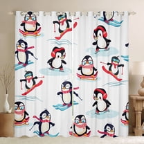 Homewish Kawaii Antarctic Penguin Black Out Curtains, Cartoon Winter Animal Curtains Pack of 2 (42x63 Each), Teens Kids Boys Girls Bedroom Curtains, Living Room Curtains Decor