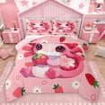 thumbnail image 1 of Homewish Kawaii Axolotl Bedding Comforter Set,Red Cute Strawberry Twin Comforter Sets,White Cartoon Daisy Flower Bedding Set For Girls Kids,Breathable Home Decor Reversible,2pcs, 1 of 8