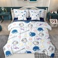 thumbnail image 1 of Homewish Kawaii Baseball Kids Bedding Comforter Set 7pcs, Cartoon Stars Sports Gloves Queen Bedding Sets, Blue Leopard Cheetah Print Reversible Queen Sheet Sets, Super Cozy Room Decor, 1 of 8